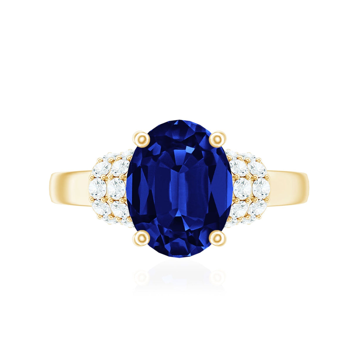 Lab Grown Blue Sapphire Ring, 4 Carat Oval Diamond Ring