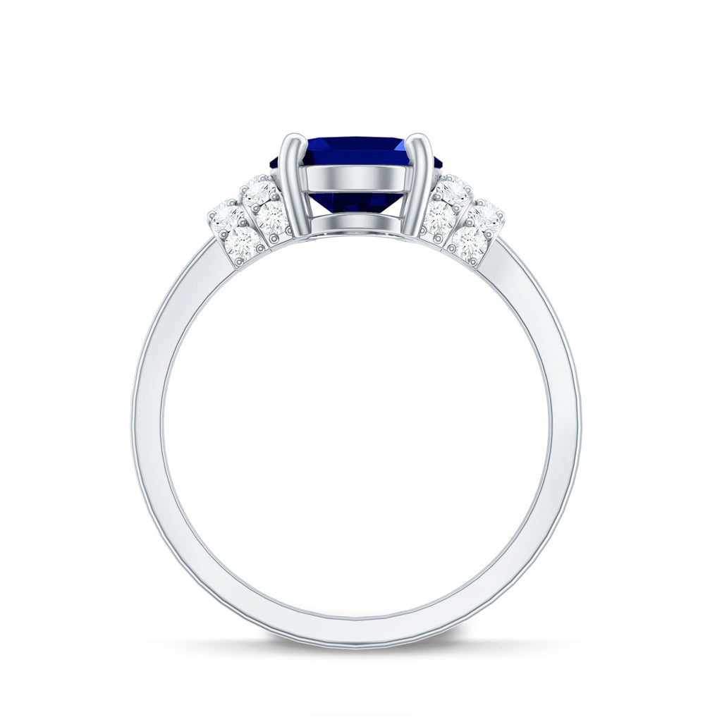 Lab Grown Blue Sapphire Ring, 4 Carat Oval Diamond Ring