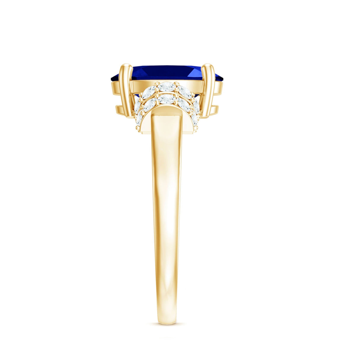 Lab Grown Blue Sapphire Ring, 4 Carat Oval Diamond Ring