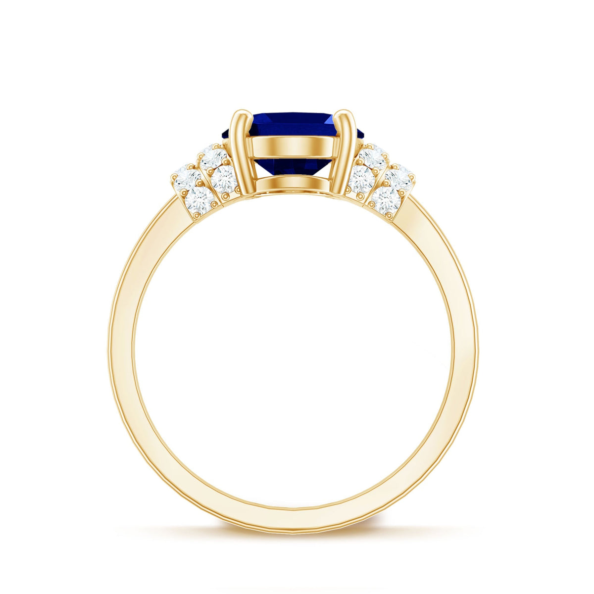 Lab Grown Blue Sapphire Ring, 4 Carat Oval Diamond Ring