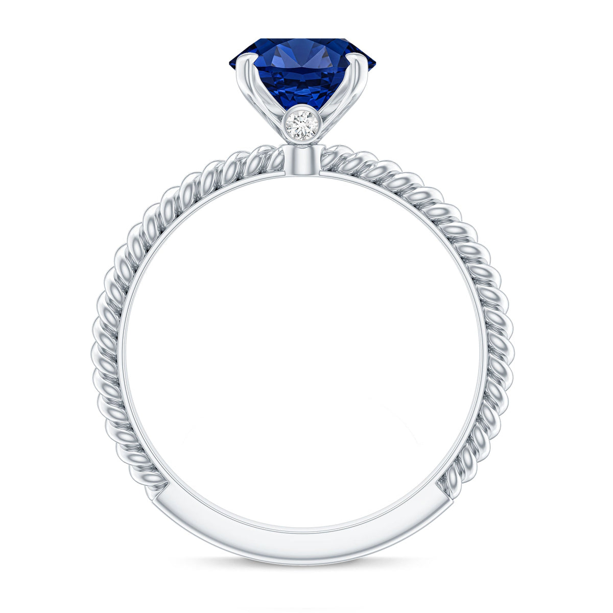 Lab Grown Blue Sapphire Ring, 4 Carat Oval Engagement Ring