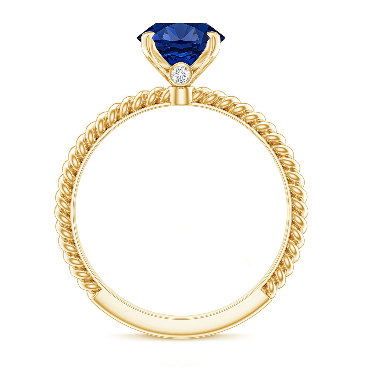Lab Grown Blue Sapphire Ring, 4 Carat Oval Engagement Ring