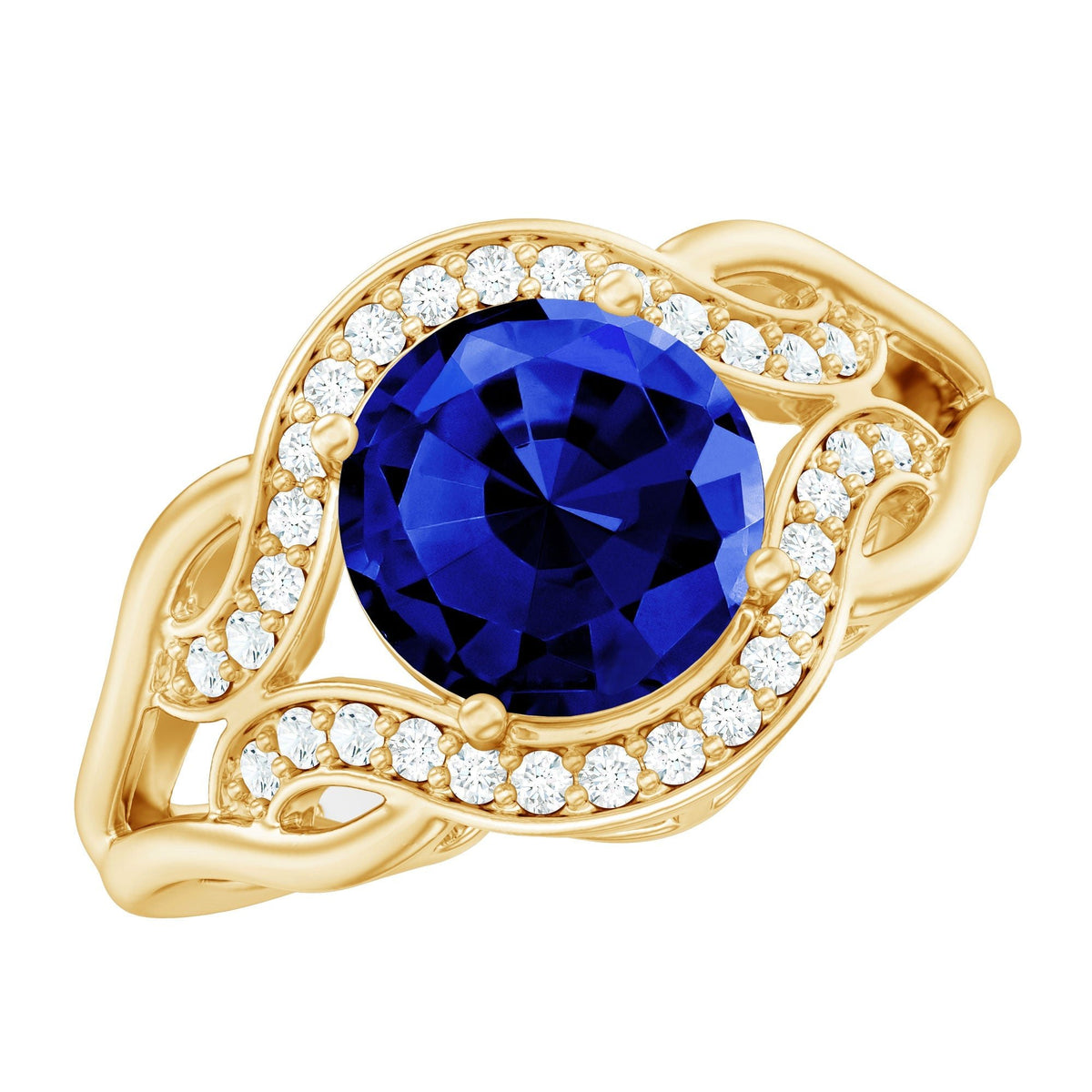 Lab Grown Blue Sapphire Ring, Antique Inspired Diamond Ring