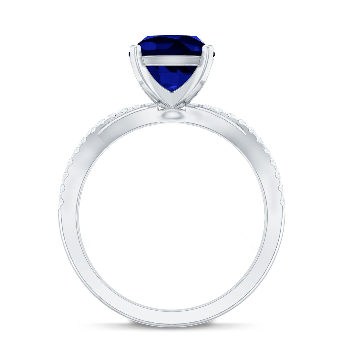 Lab Grown Blue Sapphire Ring, Cushion Cut Engagement Ring