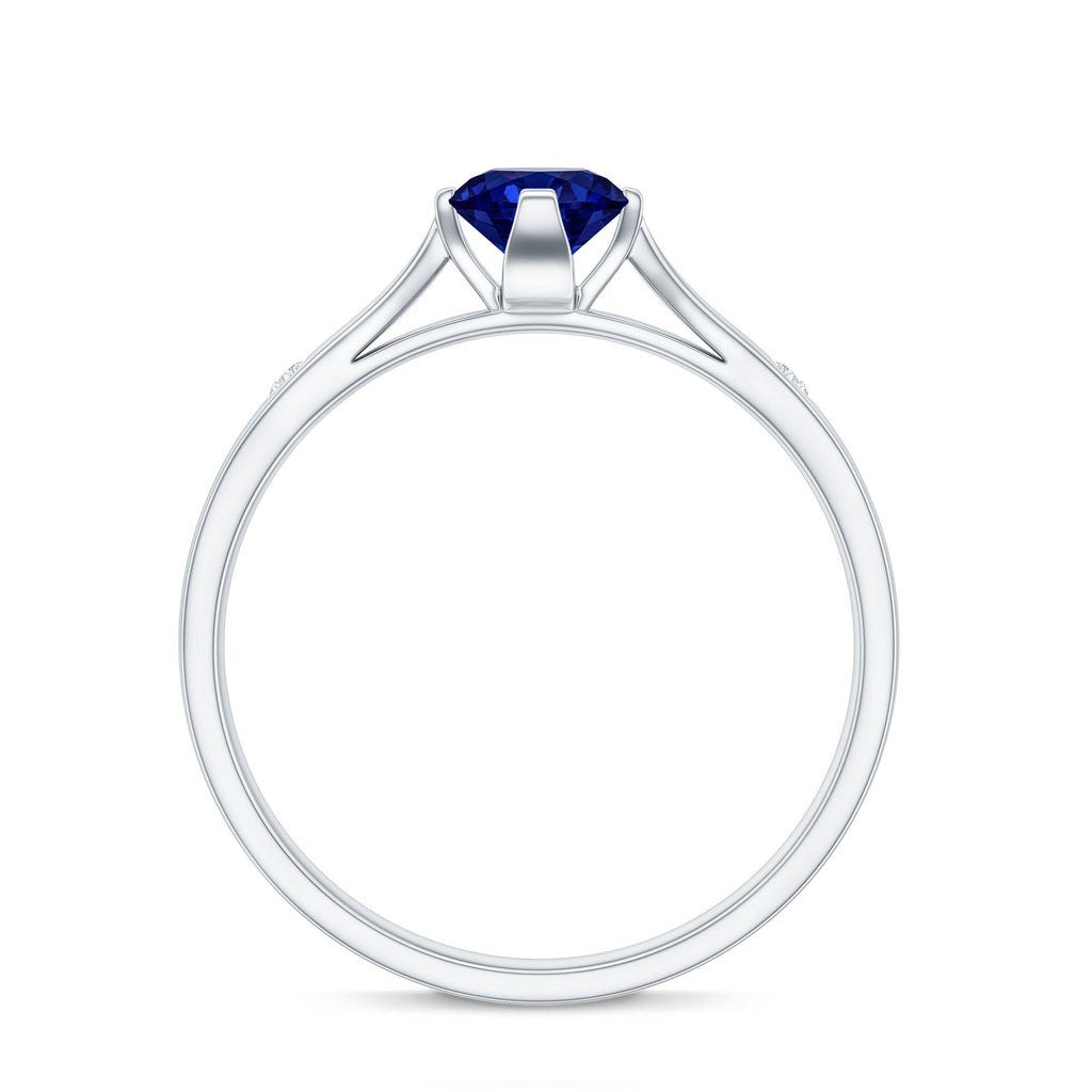 Lab Grown Blue Sapphire Ring, Diamond Promise Ring For Her