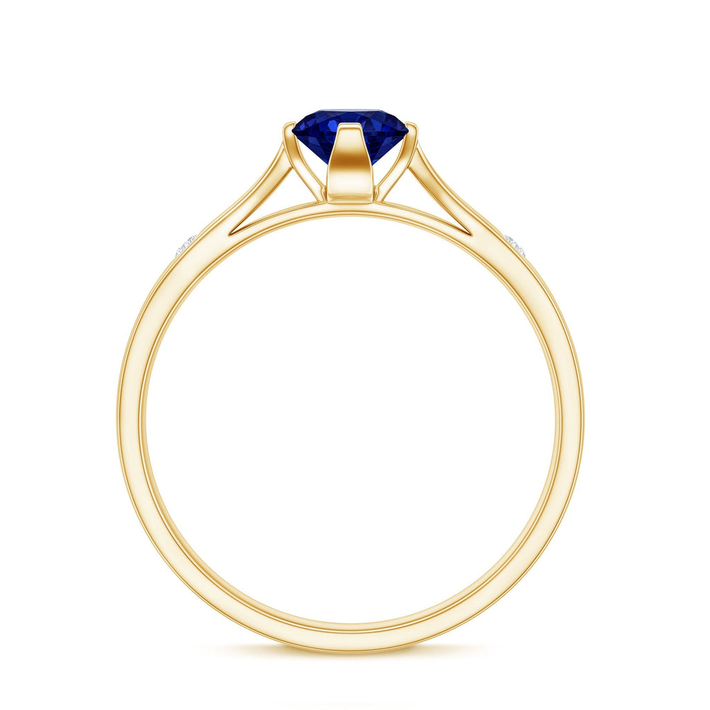 Lab Grown Blue Sapphire Ring, Diamond Promise Ring For Her
