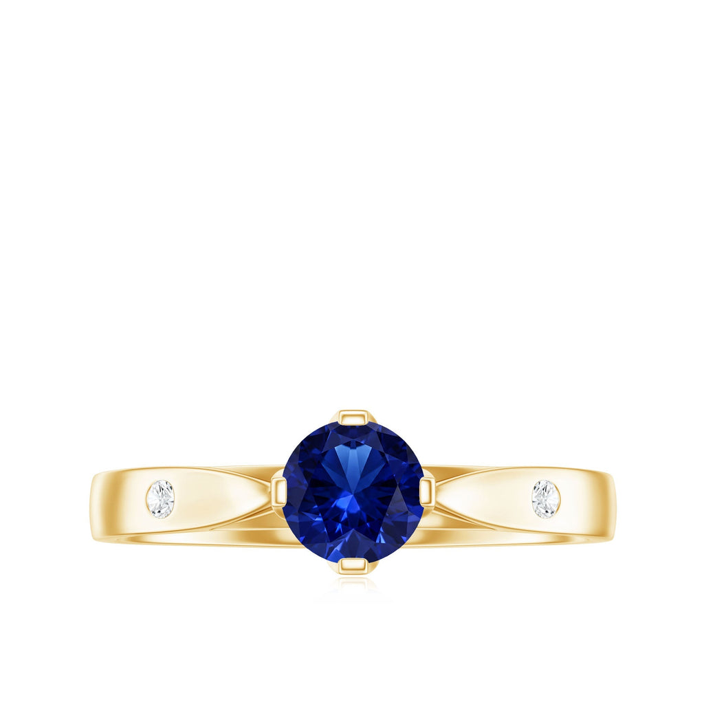 Lab Grown Blue Sapphire Ring, Diamond Promise Ring For Her
