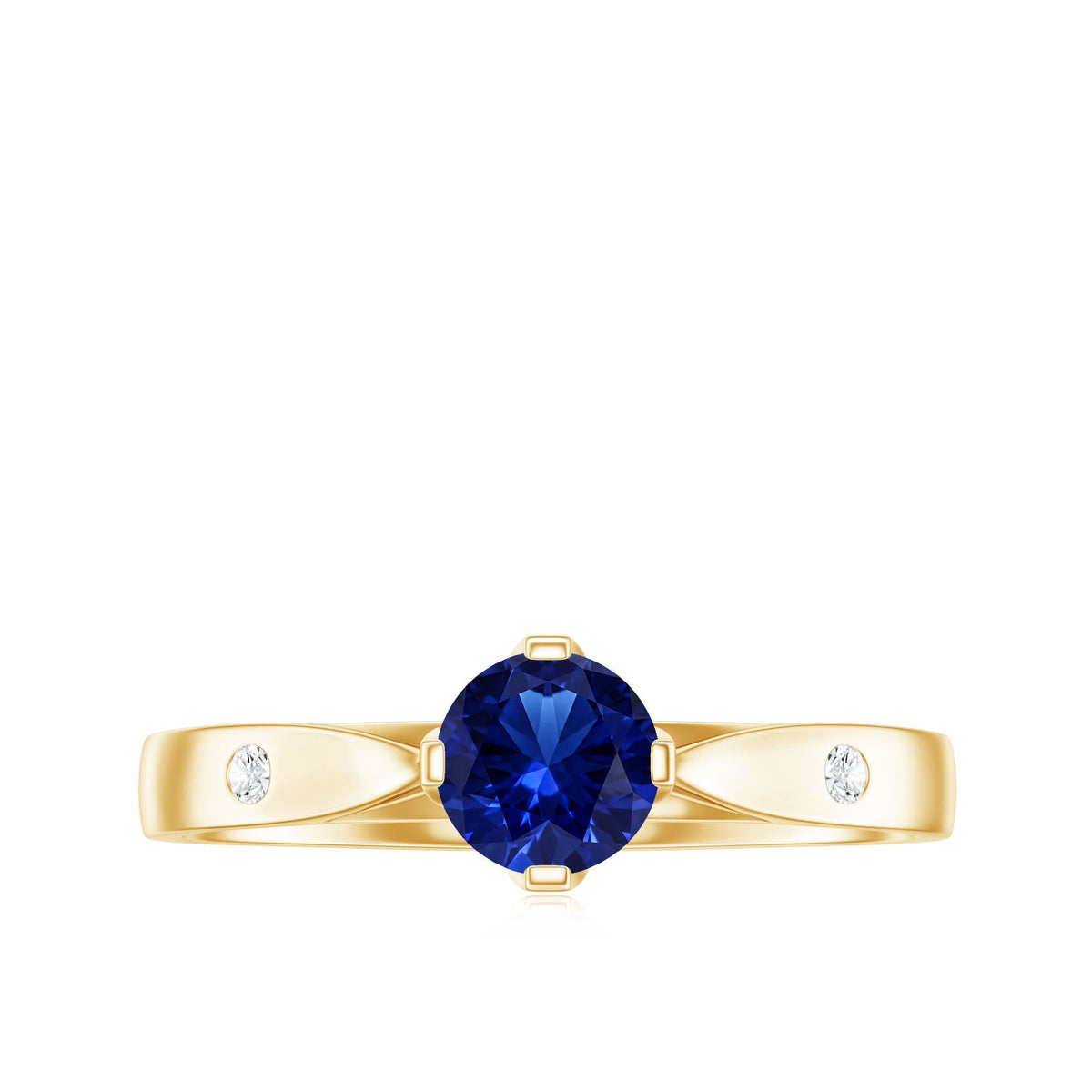 Lab Grown Blue Sapphire Ring, Diamond Promise Ring For Her