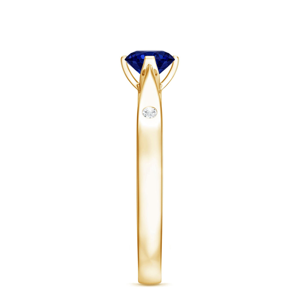 Lab Grown Blue Sapphire Ring, Diamond Promise Ring For Her