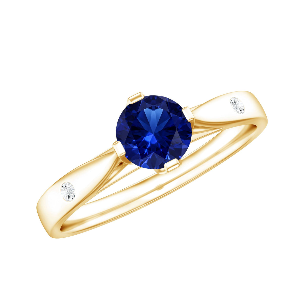 Lab Grown Blue Sapphire Ring, Diamond Promise Ring For Her