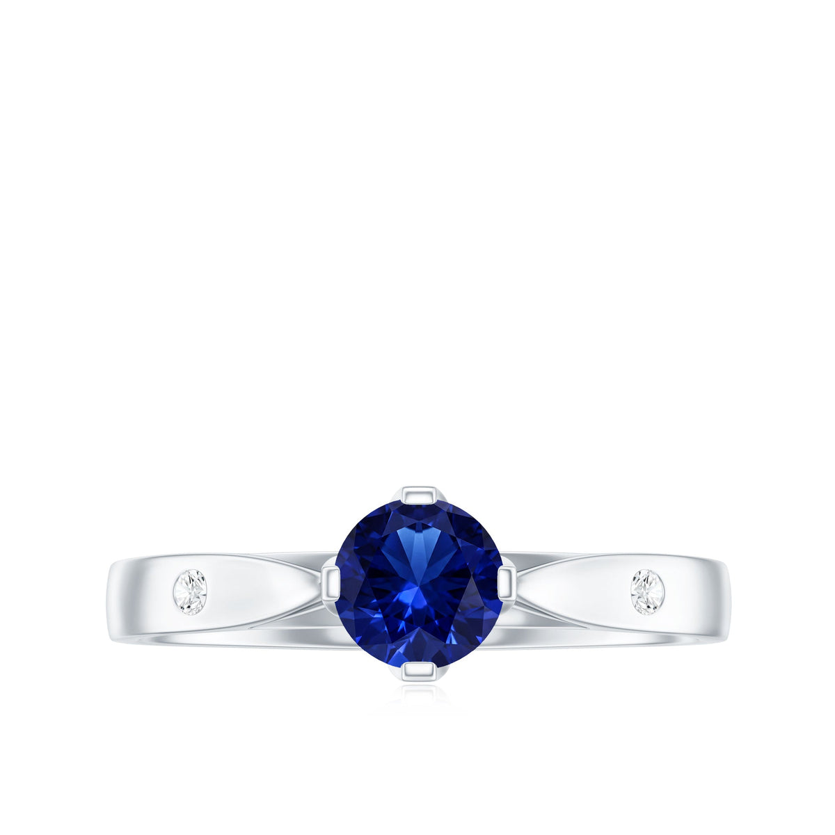 Lab Grown Blue Sapphire Ring, Diamond Promise Ring For Her