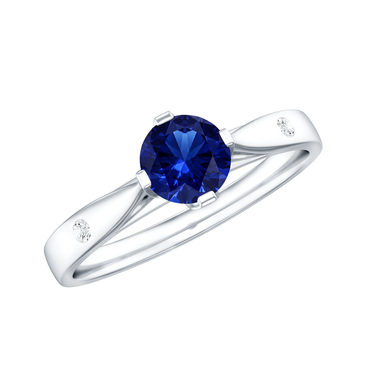 Lab Grown Blue Sapphire Ring, Diamond Promise Ring For Her