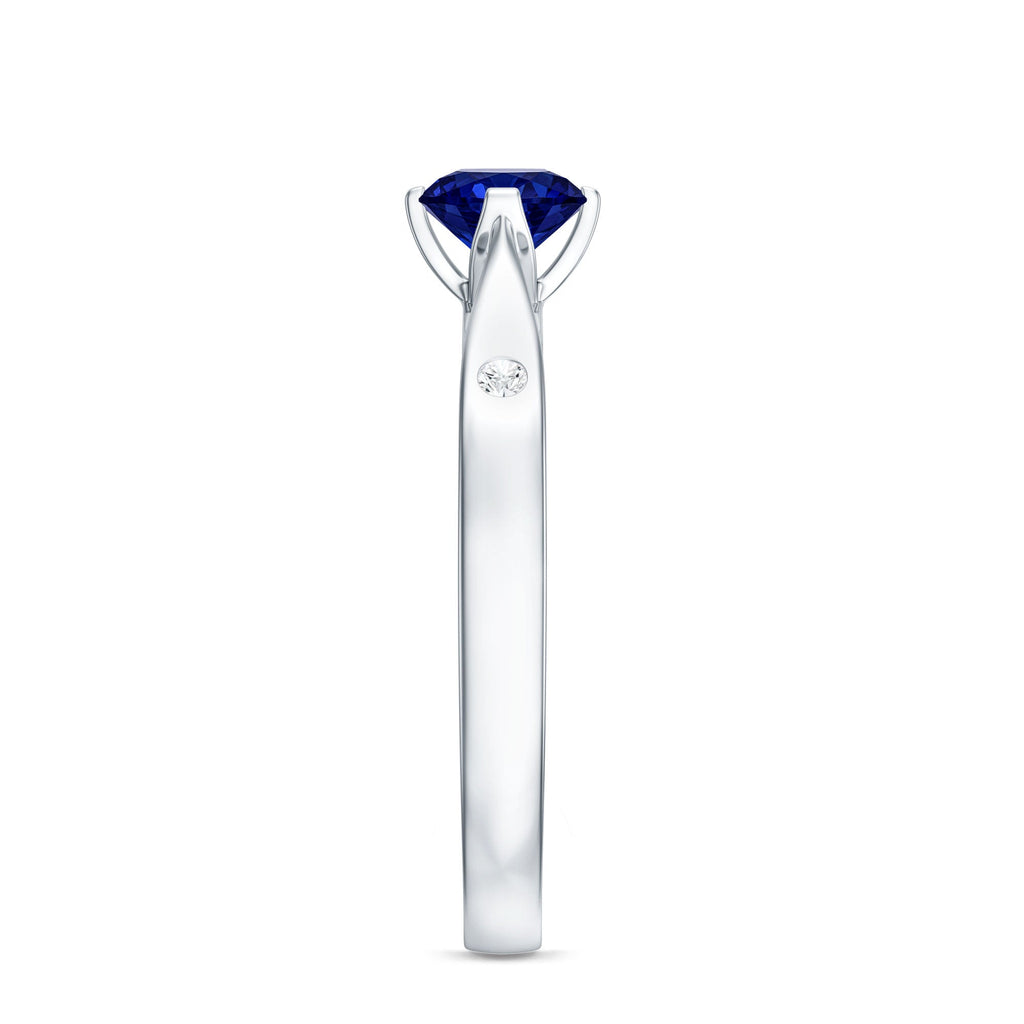 Lab Grown Blue Sapphire Ring, Diamond Promise Ring For Her