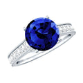 Lab Grown Blue Sapphire Ring Diamond Solitaire Engagement Ring