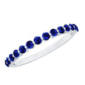 Lab Grown Blue Sapphire Ring, Half Eternity Band For Women