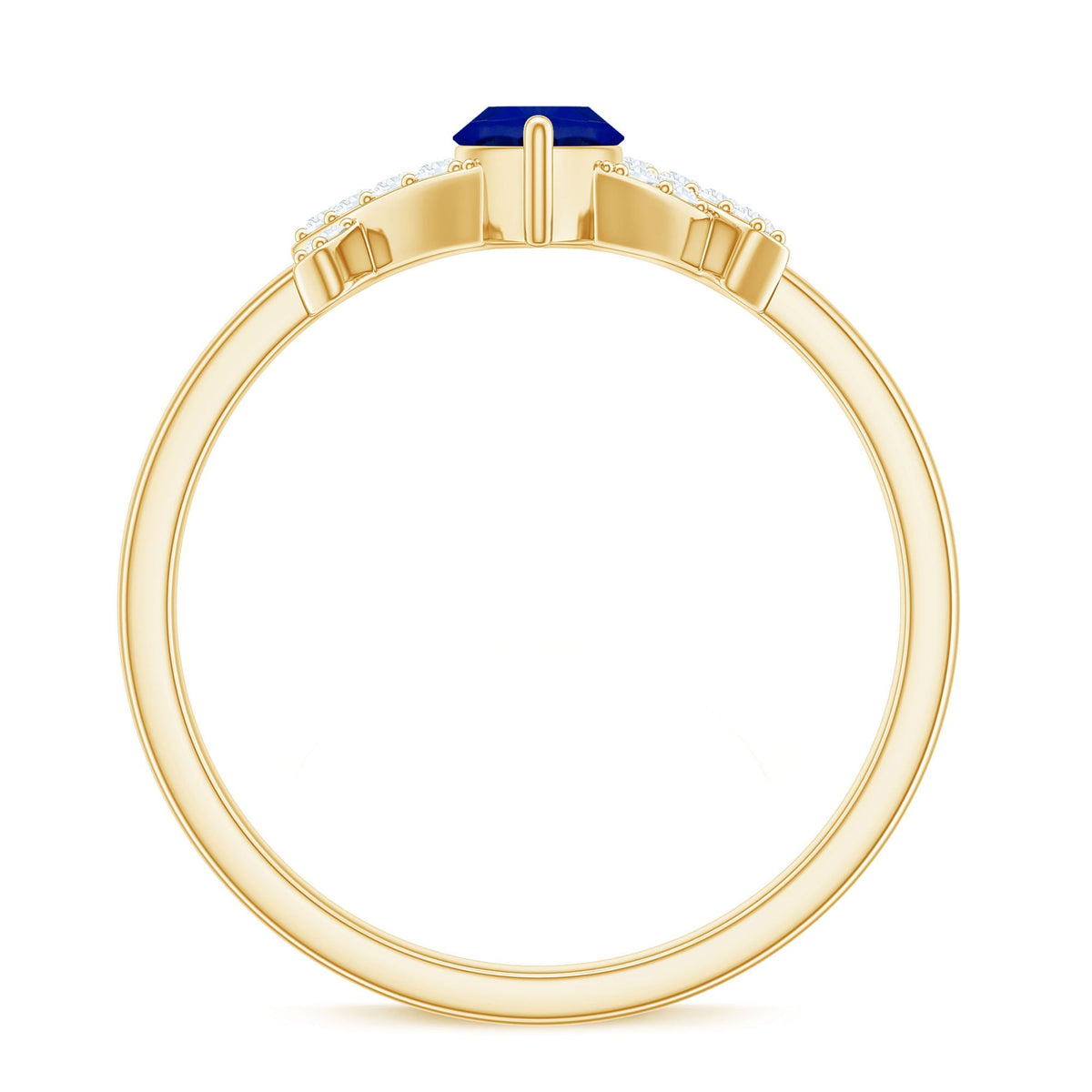 Lab Grown Blue Sapphire Ring, Marquise Diamond Engagement Ring
