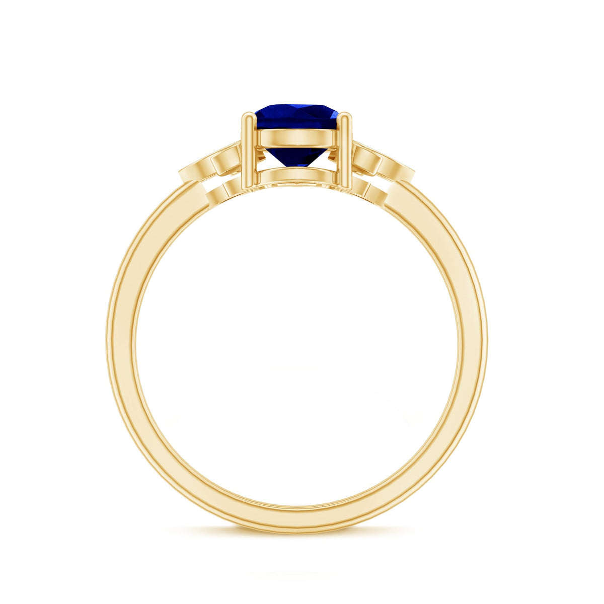 Lab Grown Blue Sapphire Ring, Pear Diamond Engagement Ring