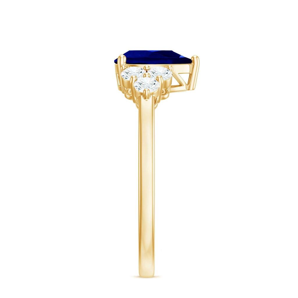Lab Grown Blue Sapphire Ring, Pear Engagement Ring With Diamonds