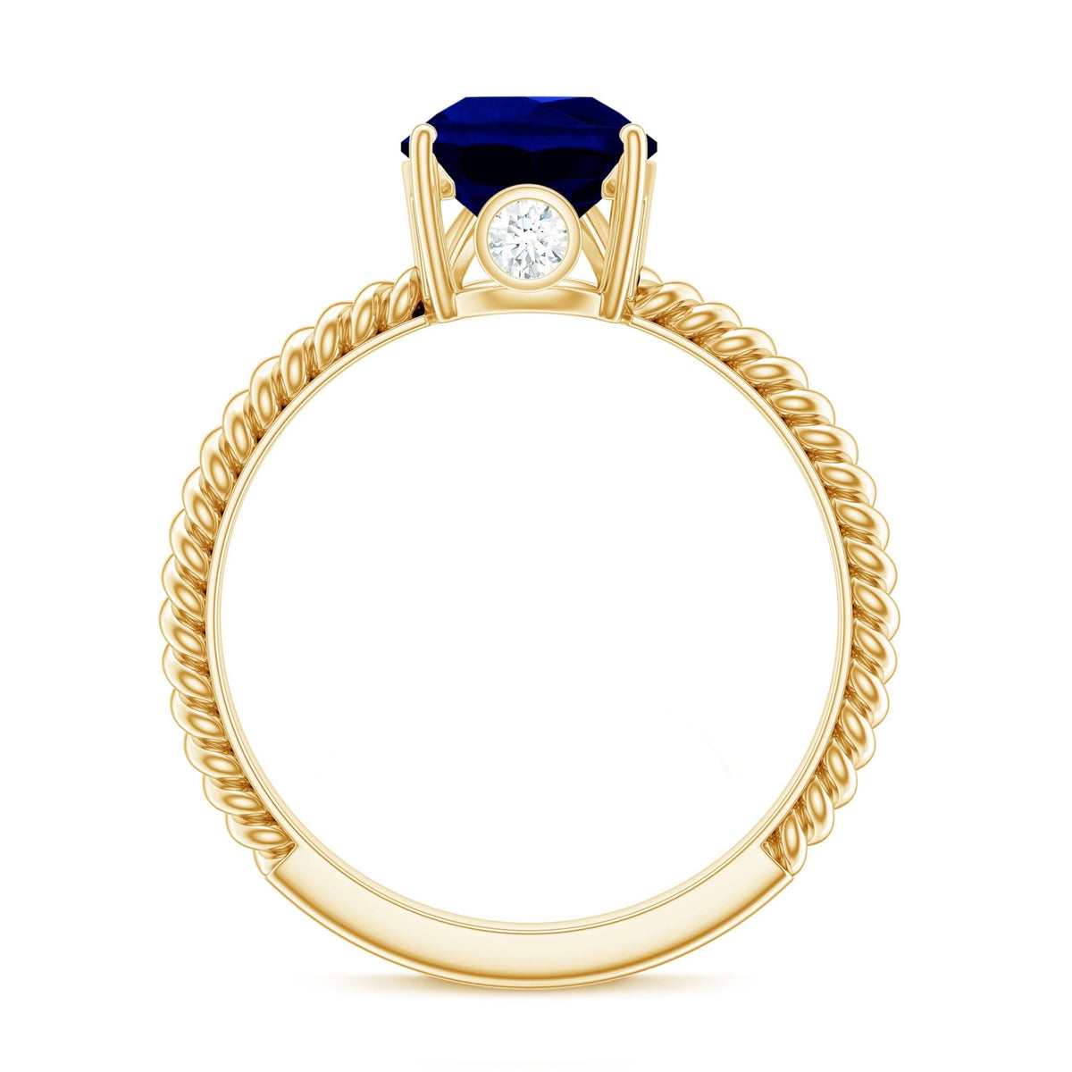 Lab Grown Blue Sapphire Ring, Pear Shaped Twisted Rope Ring