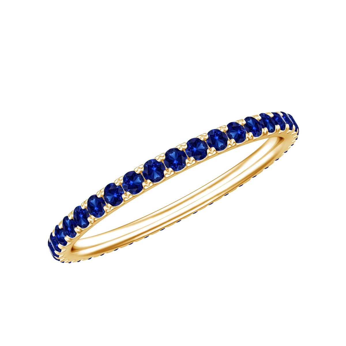 Lab Grown Blue Sapphire Ring, Stackable Eternity Band For Women
