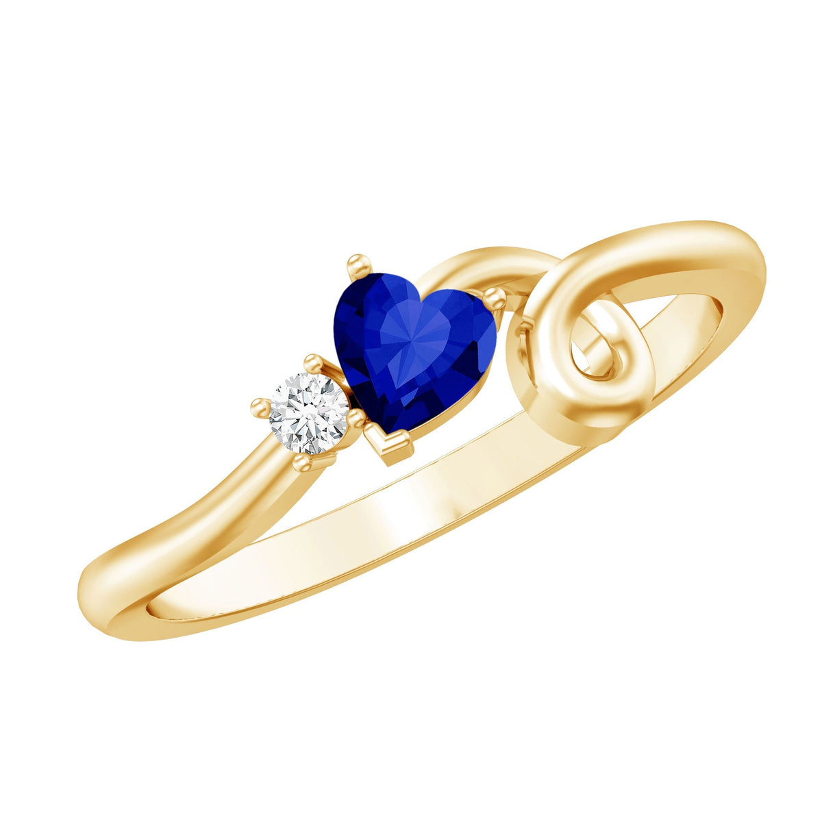 Lab Grown Blue Sapphire Ring, Twisted Heart Promise Ring