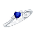 Lab Grown Blue Sapphire Ring, Twisted Heart Promise Ring