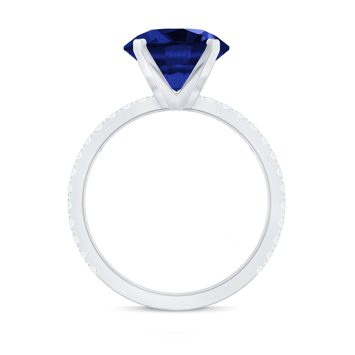 Lab Grown Blue Sapphire Ring With Diamond Accents, 4.5 Carat