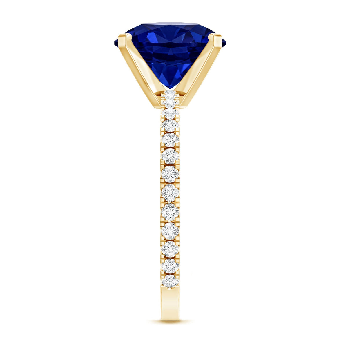 Lab Grown Blue Sapphire Ring With Diamond Accents, 4.5 Carat