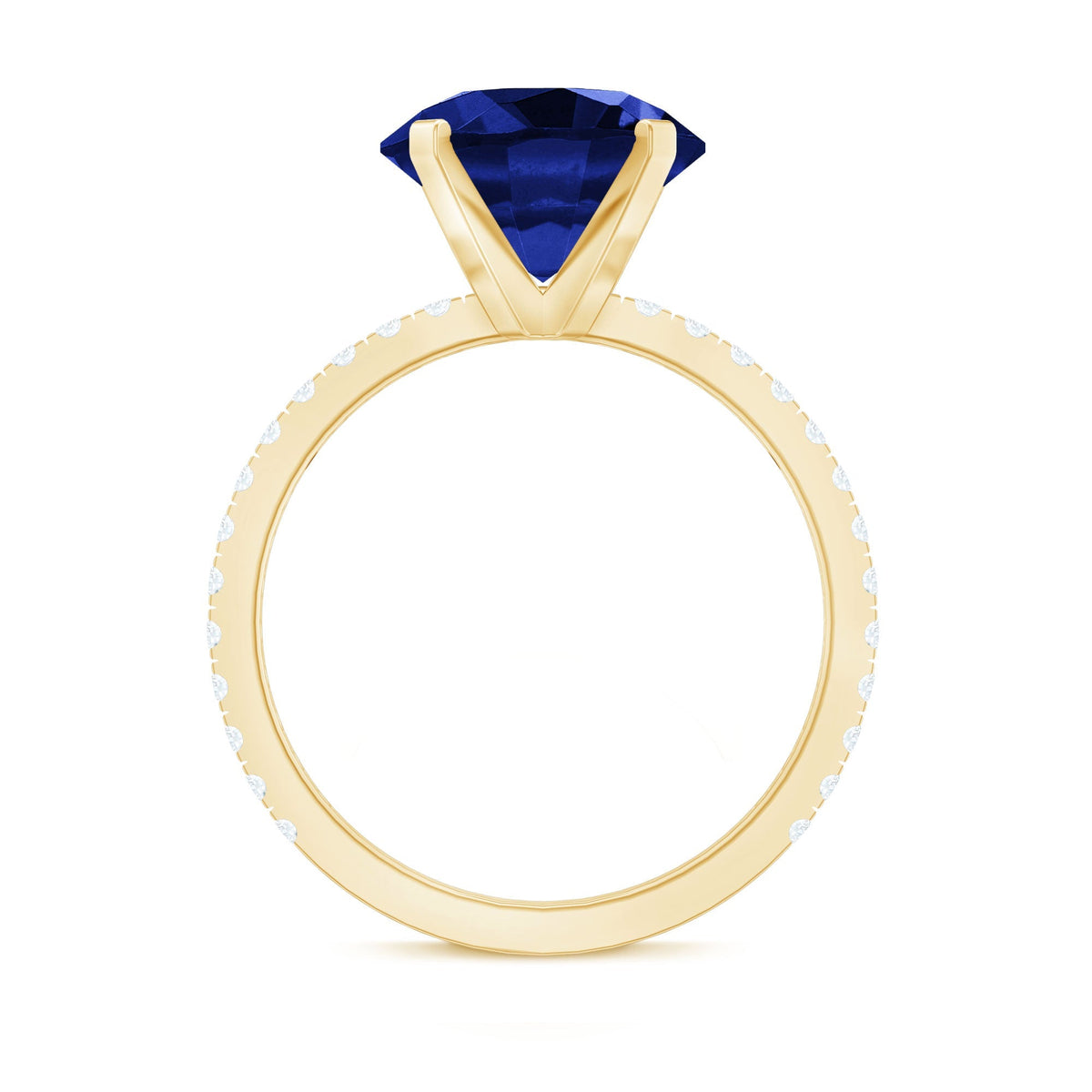 Lab Grown Blue Sapphire Ring With Diamond Accents, 4.5 Carat