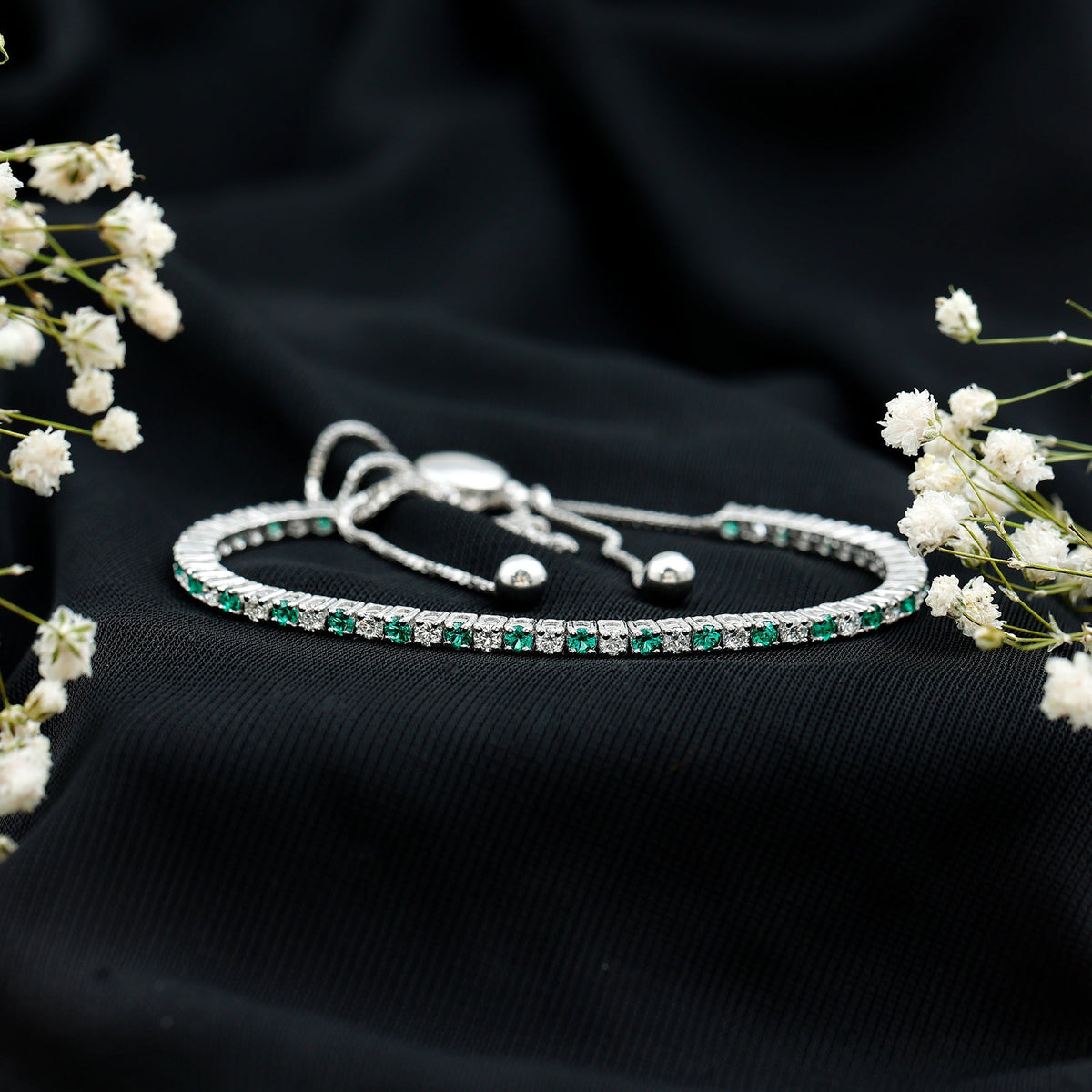 Lab Grown Diamond Bracelet – Emerald Bolo With Adjustable Sliding Clasp