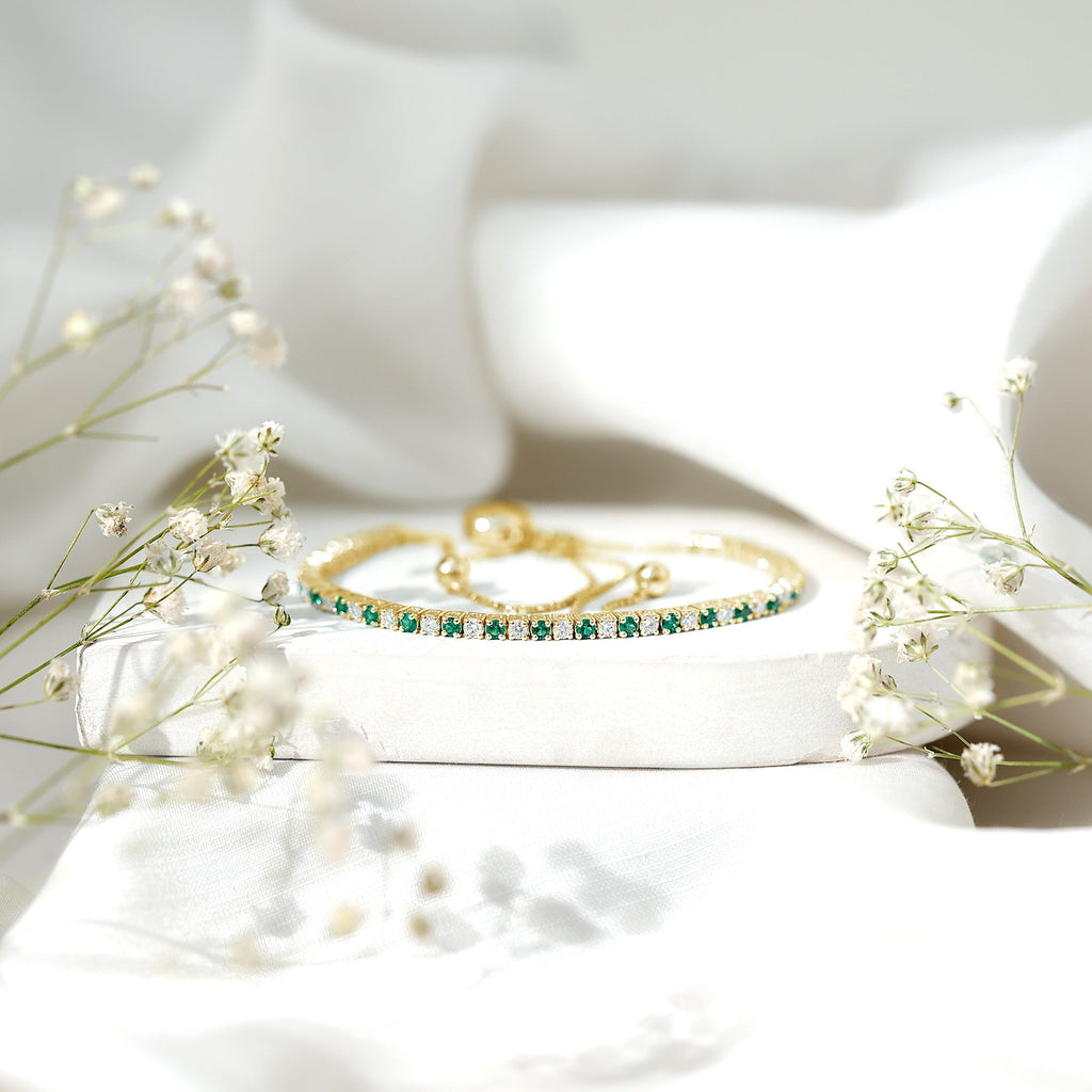 Lab Grown Diamond Bracelet – Emerald Bolo With Adjustable Sliding Clasp
