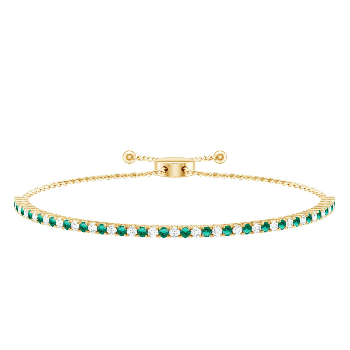 Lab Grown Diamond Bracelet – Emerald Bolo With Adjustable Sliding Clasp