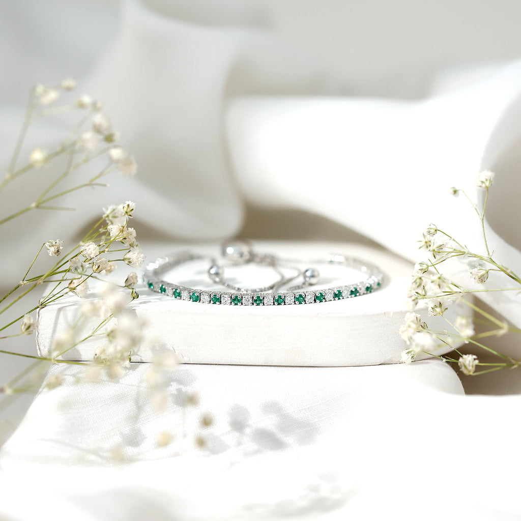 Lab Grown Diamond Bracelet – Emerald Bolo With Adjustable Sliding Clasp