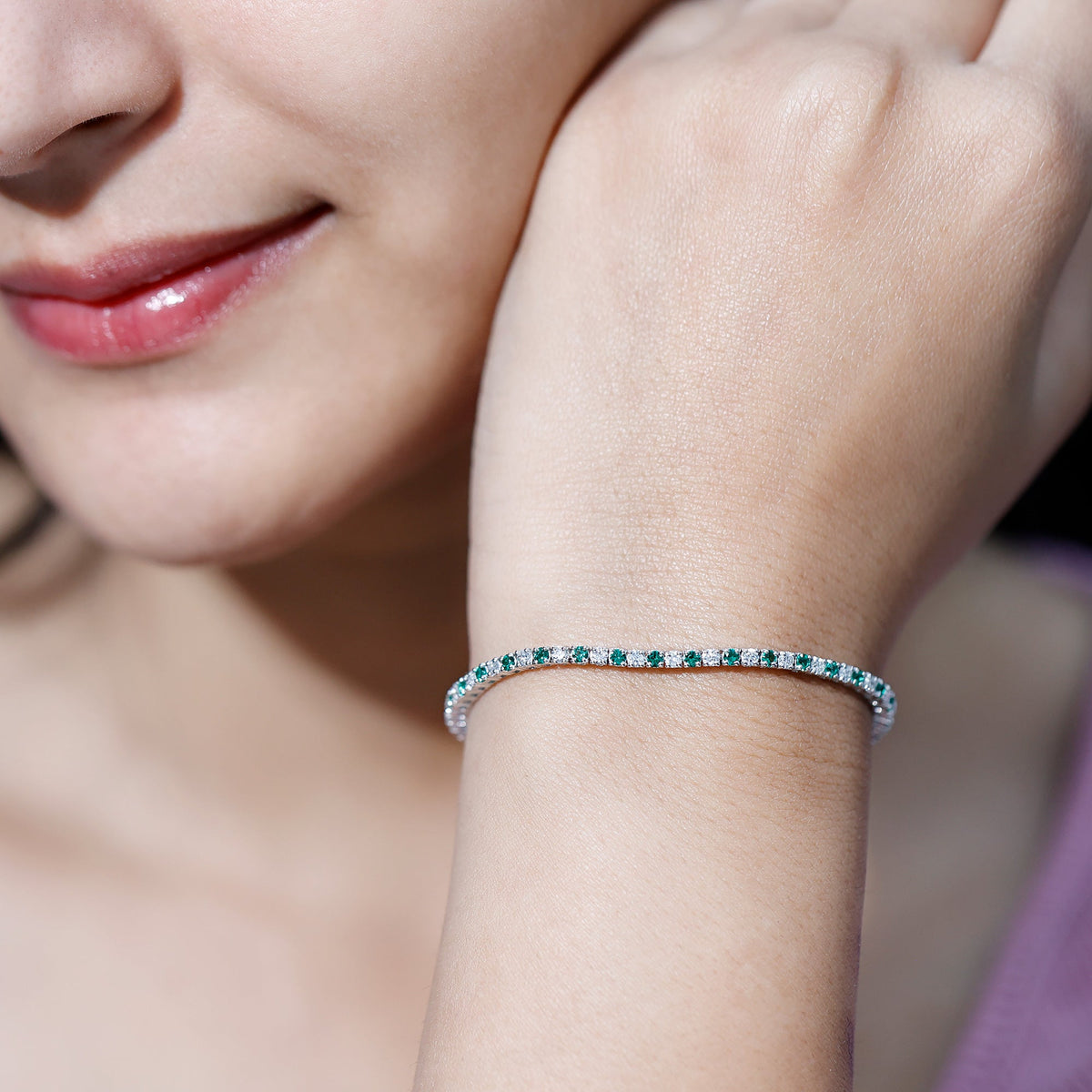 Lab Grown Diamond Bracelet – Emerald Bolo With Adjustable Sliding Clasp