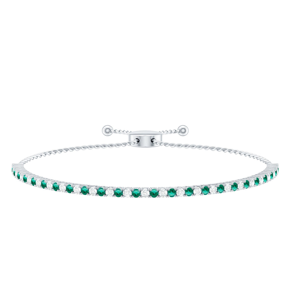 Lab Grown Diamond Bracelet – Emerald Bolo With Adjustable Sliding Clasp