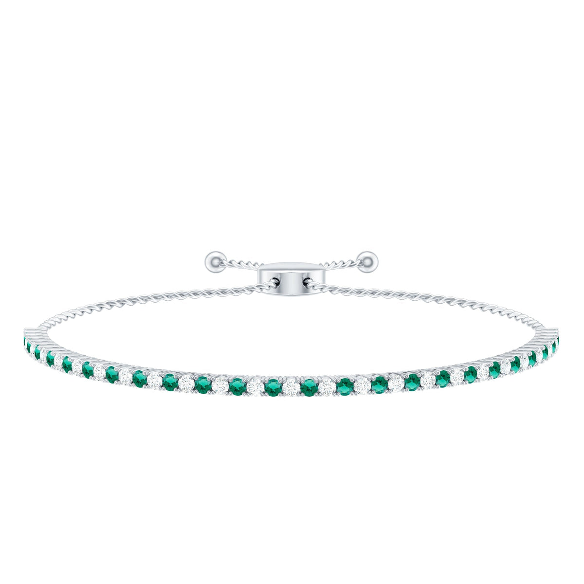 Lab Grown Diamond Bracelet – Emerald Bolo With Adjustable Sliding Clasp