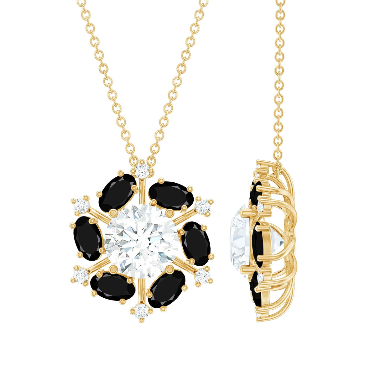 Lab Grown Diamond Cocktail Necklace With Black Onyx
