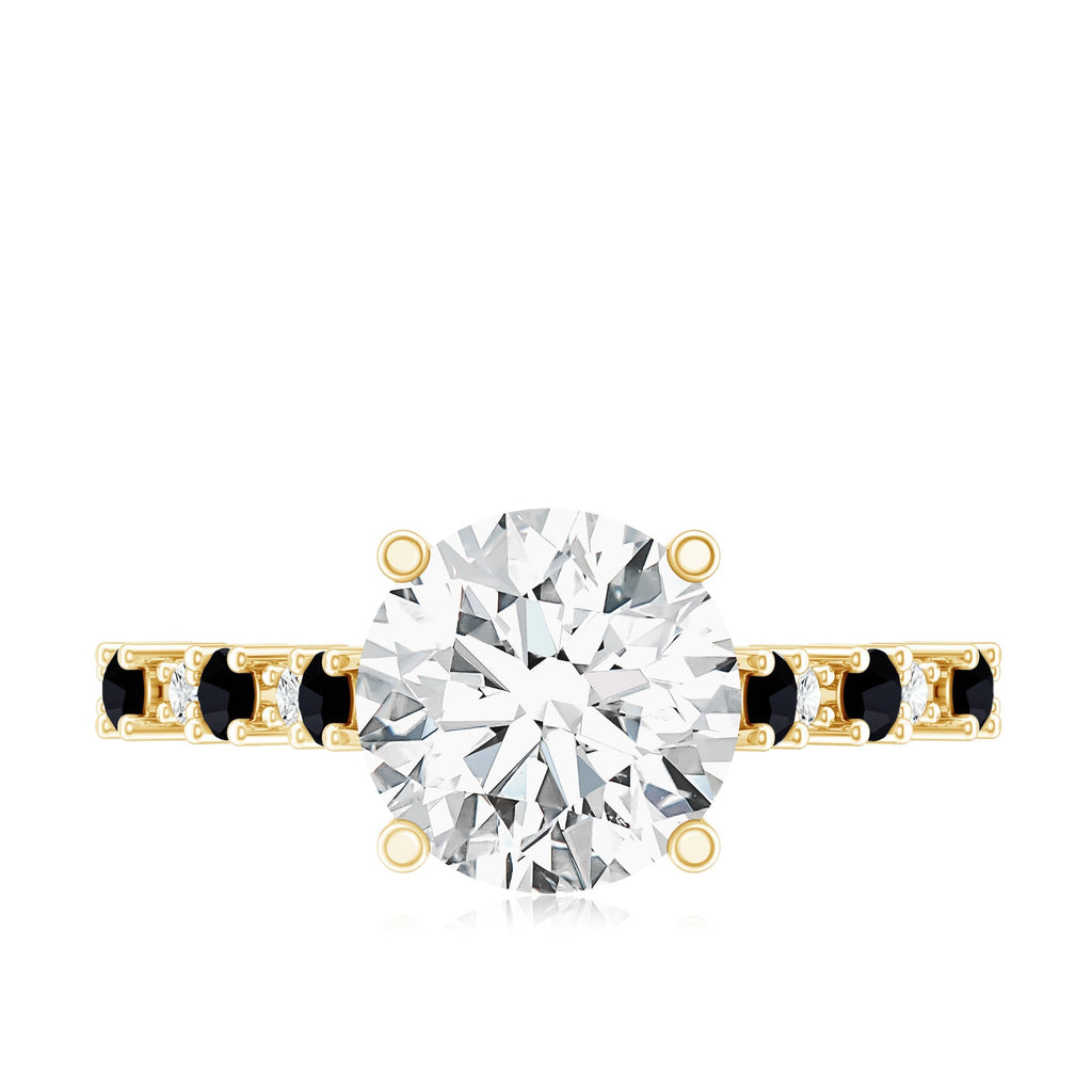 Lab Grown Diamond Designer Engagement Ring with Black Diamond