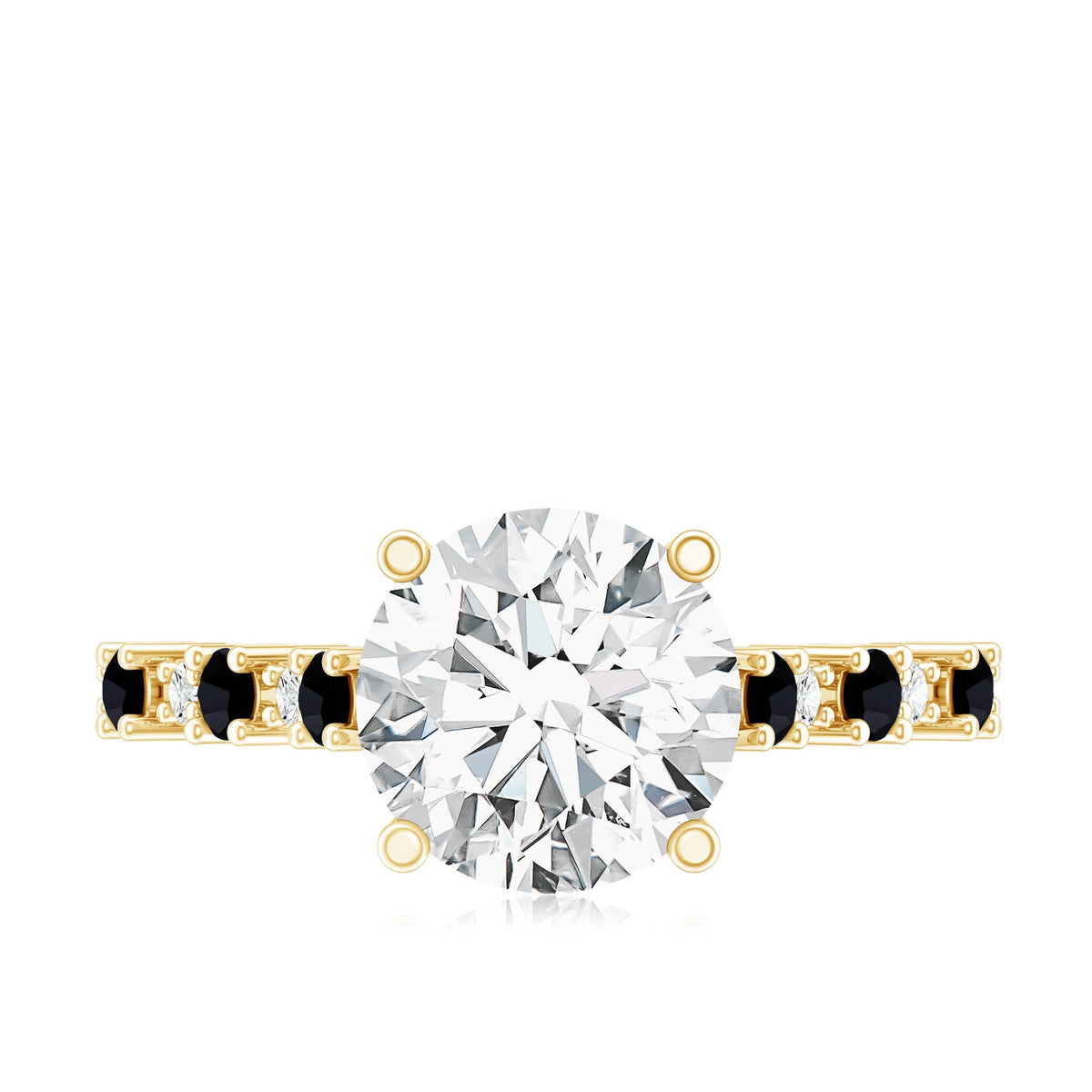Lab Grown Diamond Designer Engagement Ring with Black Diamond