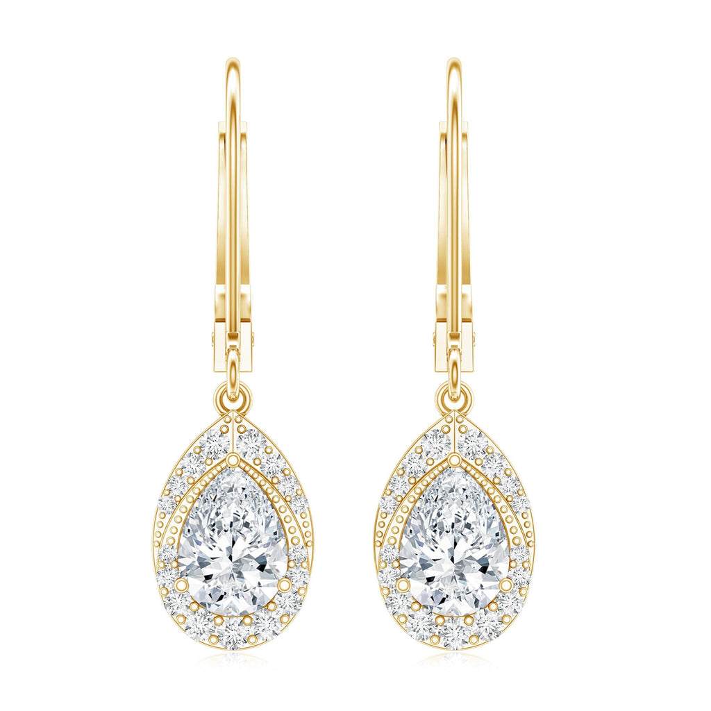 Lab Grown Diamond Drop Dangle Earrings With Lever Back
