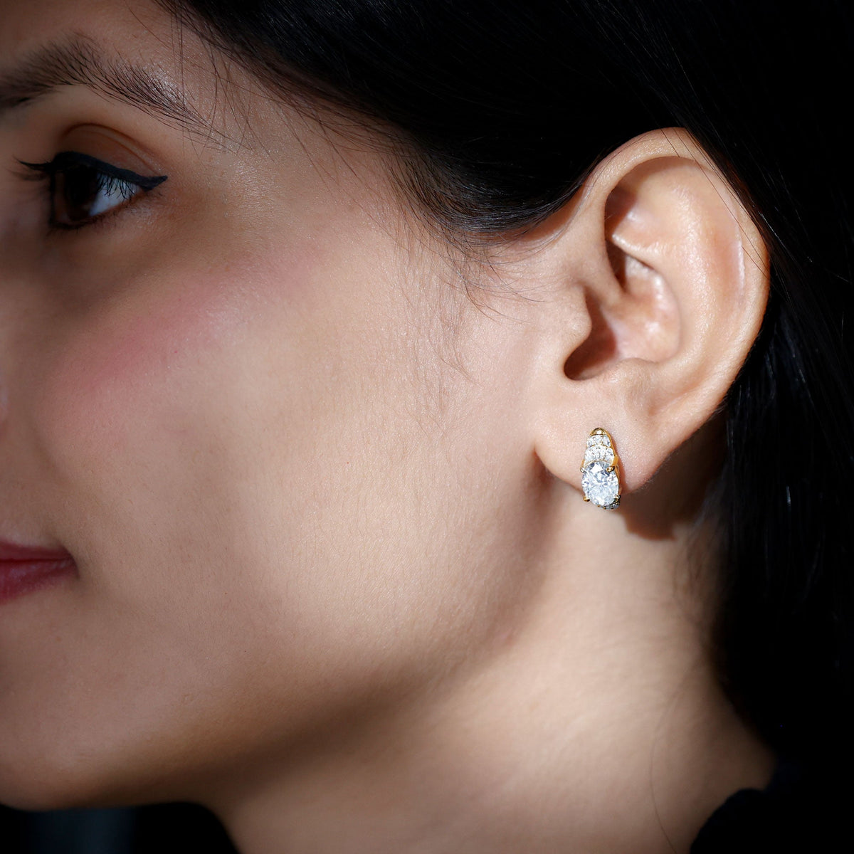 Lab Grown Diamond Earrings – 2.5 Carat Oval Diamond Studs With Prong Setting & Screw Back
