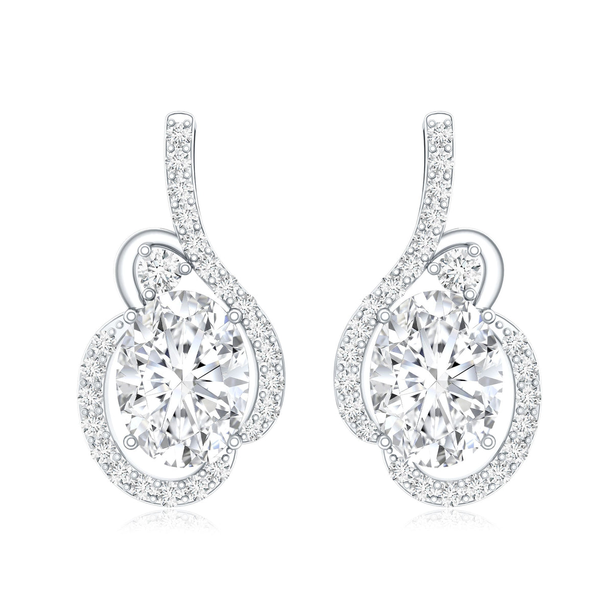 Lab Grown Diamond Earrings – 2.5 Carat Oval Studs With Prong Setting By Rosec Jewels