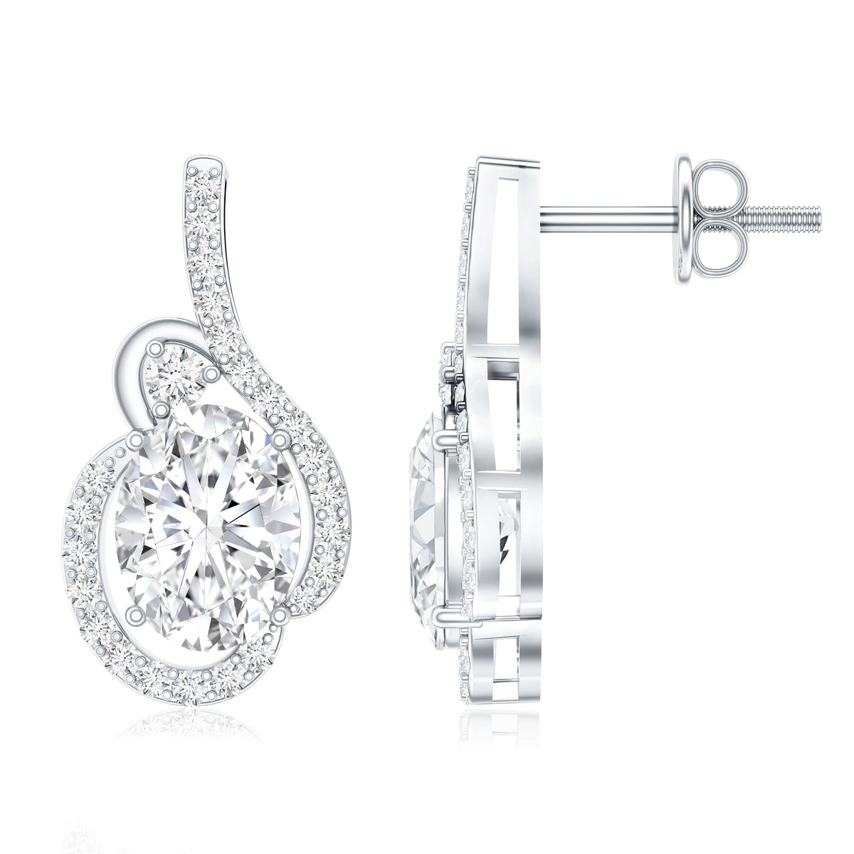 Lab Grown Diamond Earrings – 2.5 Carat Oval Studs With Prong Setting By Rosec Jewels