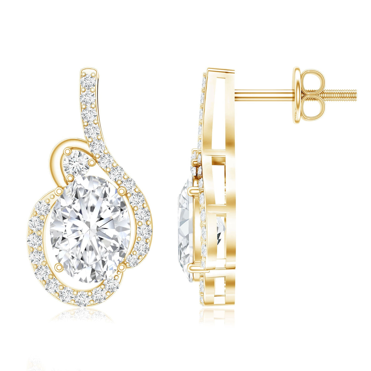 Lab Grown Diamond Earrings – 2.5 Carat Oval Studs With Prong Setting By Rosec Jewels