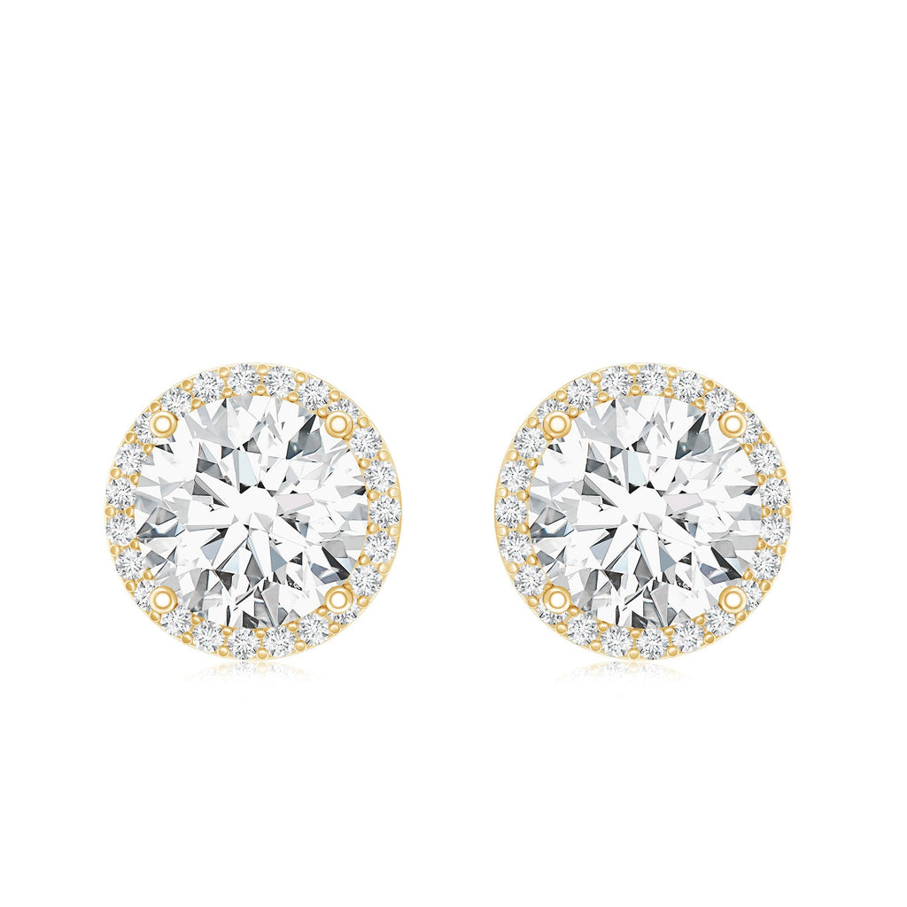 Lab Grown Diamond Earrings – 7mm Round Halo Studs With Screw Back Closure