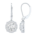 Lab Grown Diamond Earrings – Art Deco Flower Halo With 8mm Round Cut Diamonds