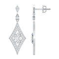 Lab Grown Diamond Earrings – Art Deco Oval Rhombus Dangle Jewelry by Rosec Jewels