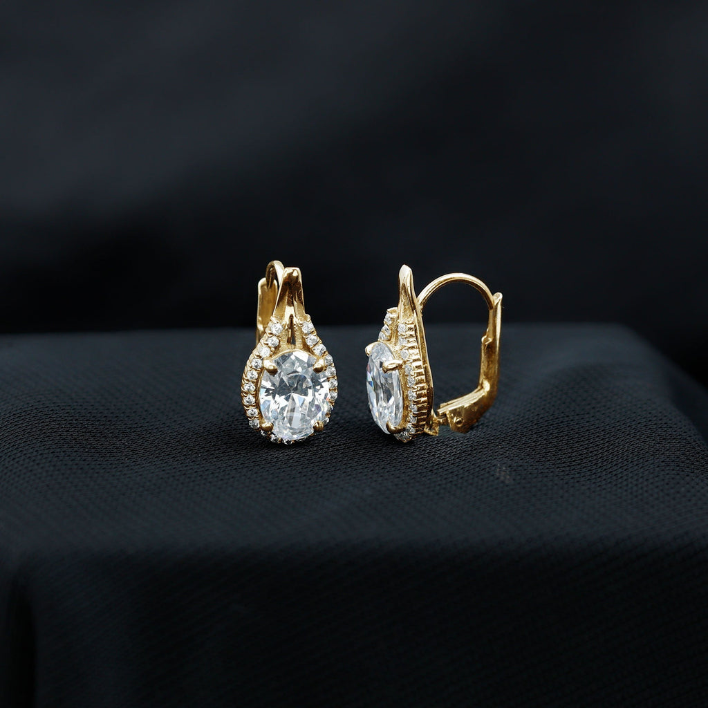 Lab Grown Diamond Earrings – Certified 2.5 Carat Oval Halo Studs With Lever Back Closure