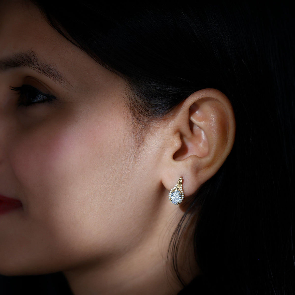 Lab Grown Diamond Earrings – Certified 2.5 Carat Oval Halo Studs With Lever Back Closure