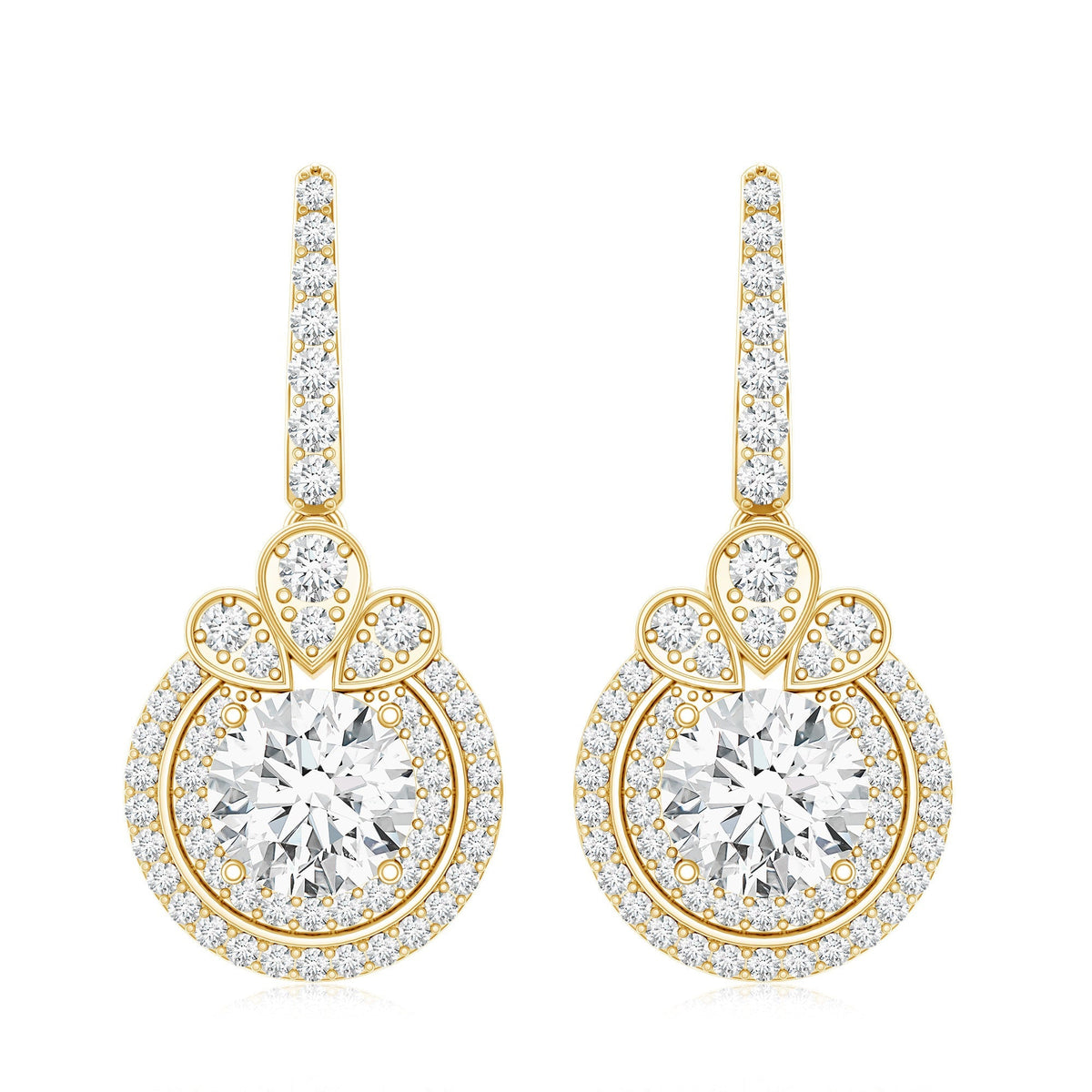 Lab Grown Diamond Earrings – Certified Bridal Drop With Round Cut Diamonds